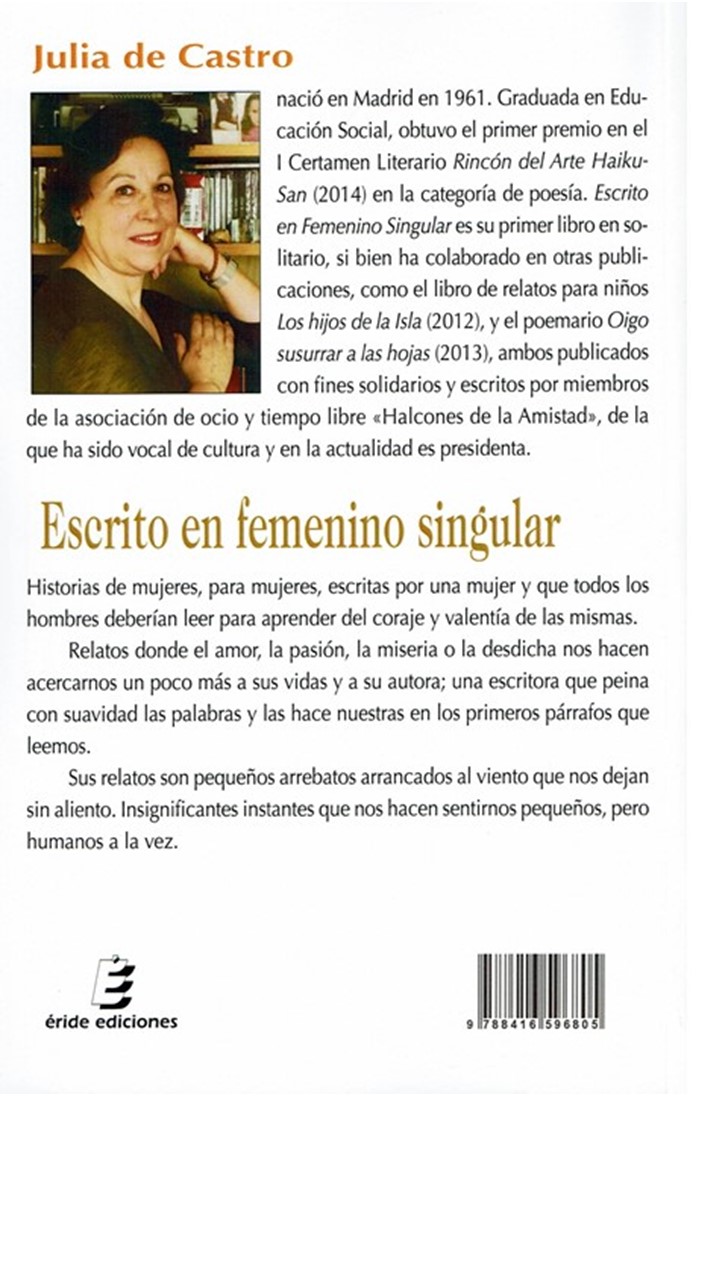 Coontraportada Escrito en femenino singular